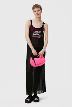 Online GANNI Mesh Cover Up Slip Dress Black