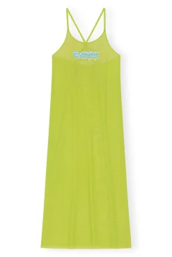 Outlet GANNI Mesh Cover Up Slip Dress Lime Punch