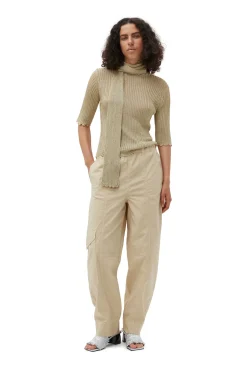 Fashion GANNI Metallic-Bluse Mit Offenem Rucken Gold