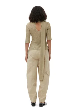 Fashion GANNI Metallic-Bluse Mit Offenem Rucken Gold