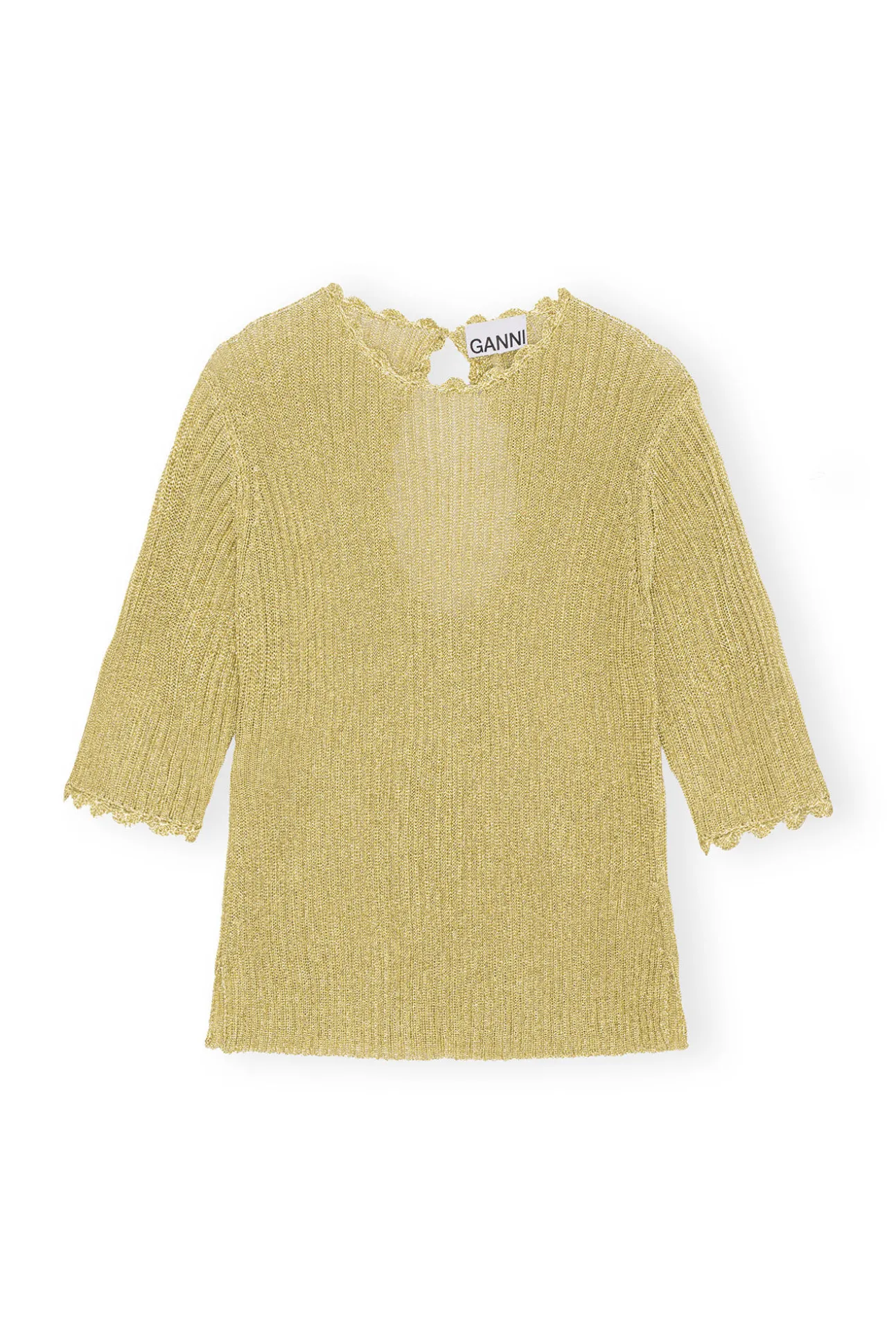 Fashion GANNI Metallic-Bluse Mit Offenem Rucken Gold