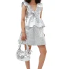 Cheap GANNI Metallic-Jacquard-Lagenkleid Silver
