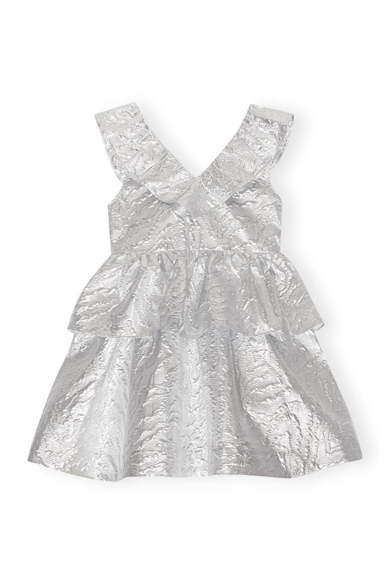 Cheap GANNI Metallic-Jacquard-Lagenkleid Silver