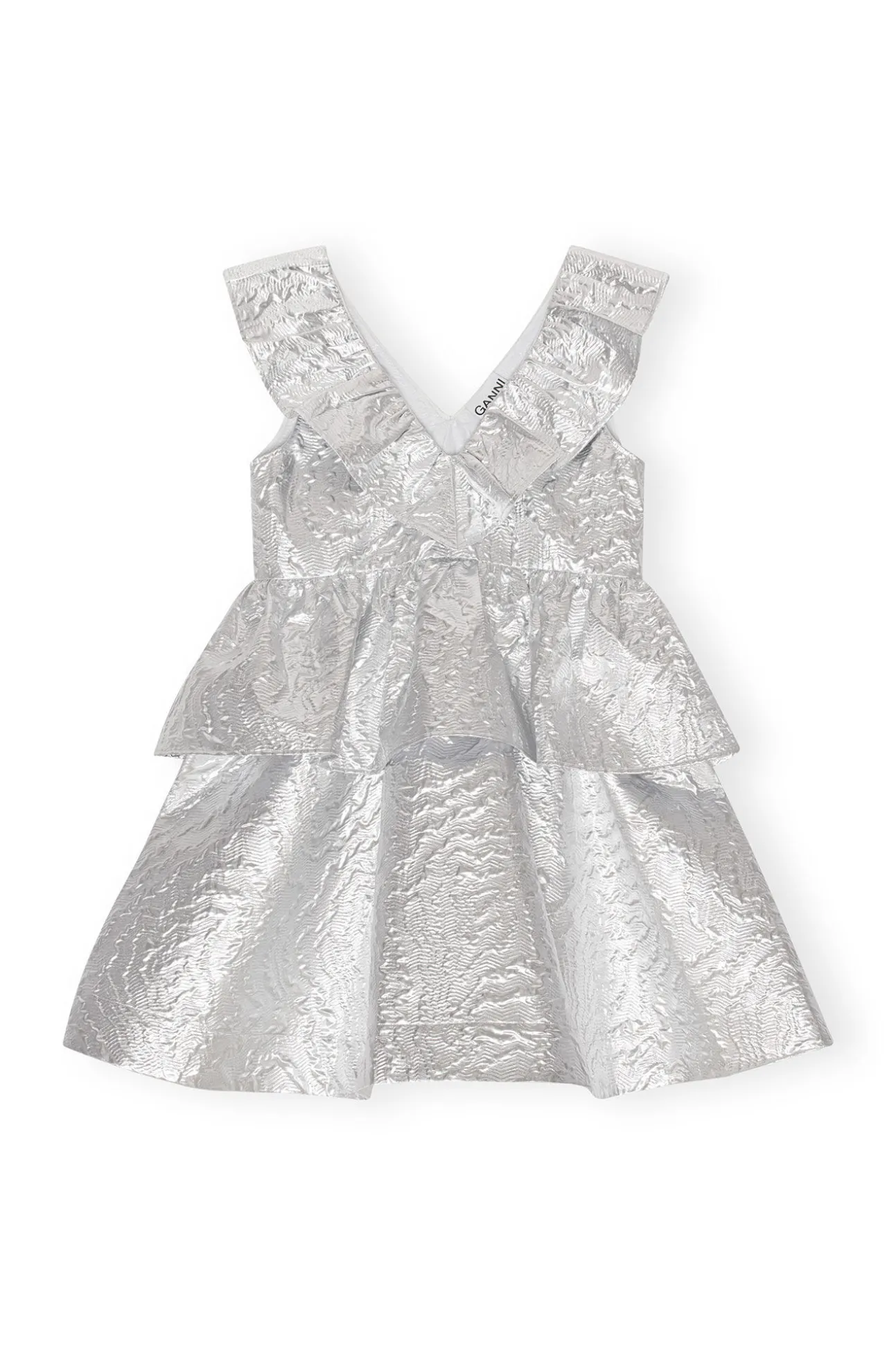 Cheap GANNI Metallic-Jacquard-Lagenkleid Silver