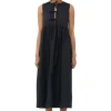 Outlet GANNI Midikleid Aus Cotton Poplin Black