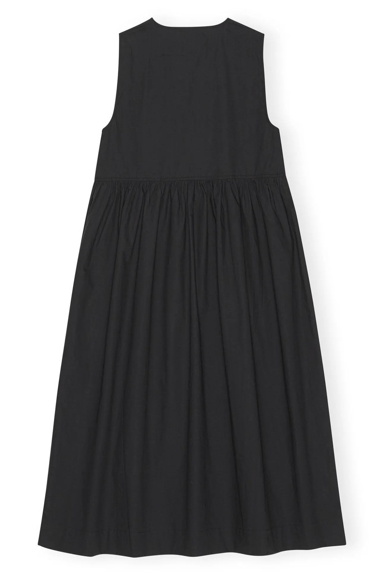 Outlet GANNI Midikleid Aus Cotton Poplin Black