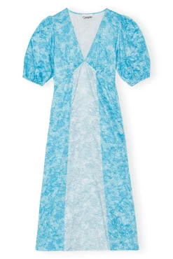 Cheap GANNI Midikleid Aus Crinkled Satin Ethereal Blue