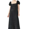 Best Sale GANNI Midikleid Aus Lochstickerei Black
