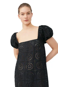 Best Sale GANNI Midikleid Aus Lochstickerei Black