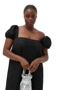 Best Sale GANNI Midikleid Aus Lochstickerei Black