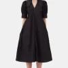 Sale GANNI Midikleid Aus Popeline Black