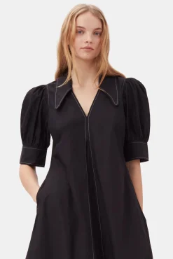 Sale GANNI Midikleid Aus Popeline Black