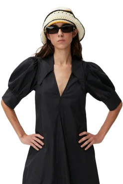 New GANNI Midikleid Aus Popeline Black