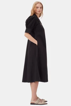 Sale GANNI Midikleid Aus Popeline Black