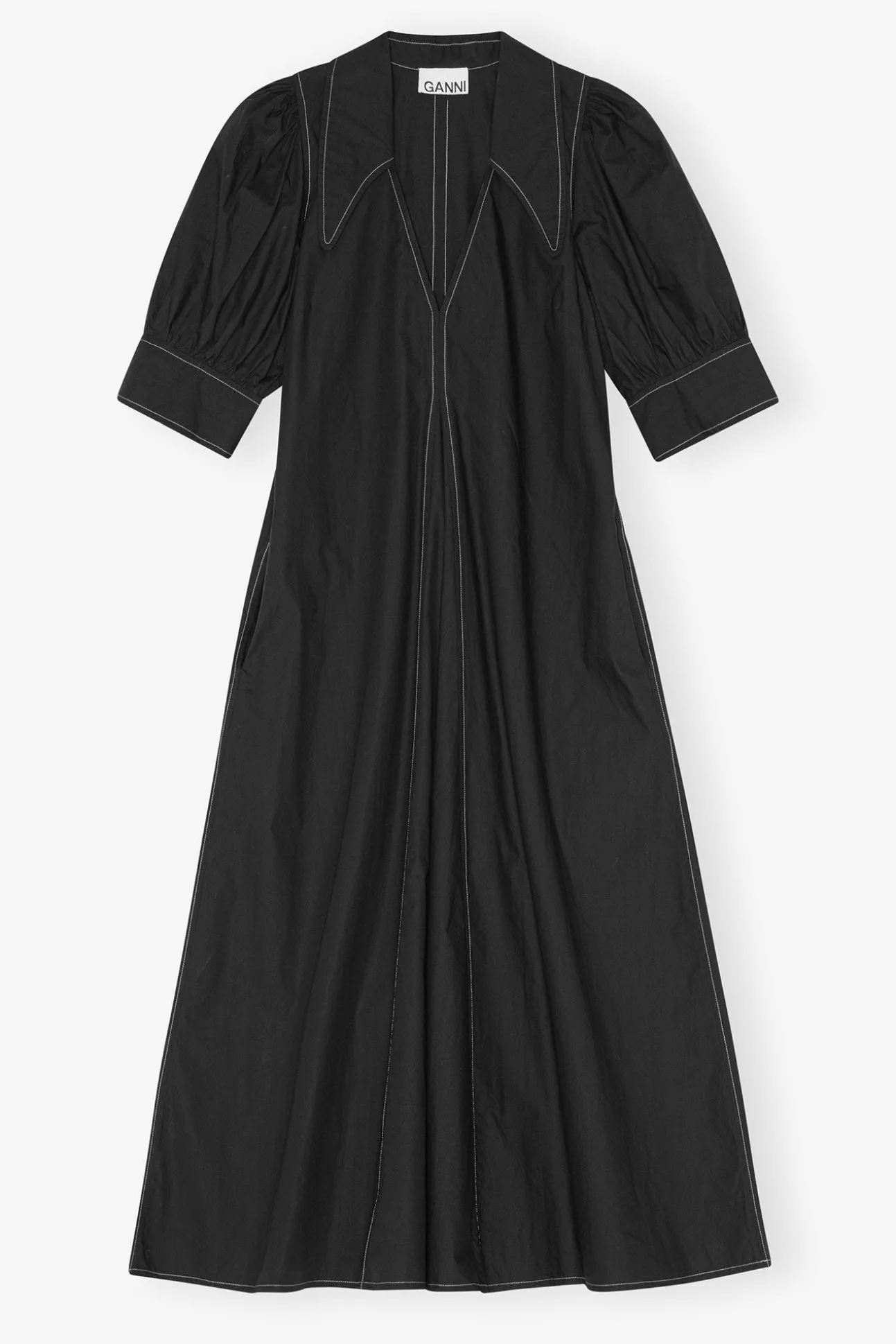 Sale GANNI Midikleid Aus Popeline Black