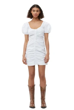 Shop GANNI Minikleid Aus Cotton Poplin Bright White