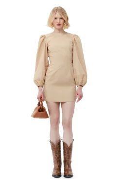 Sale GANNI Minikleid Aus Cotton Poplin Mit Offenem Rucken Curds And Whey