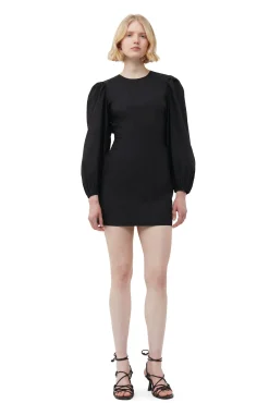 Best GANNI Minikleid Aus Cotton Poplin Mit Offenem Rucken Black