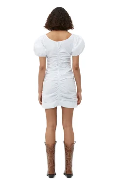 Shop GANNI Minikleid Aus Cotton Poplin Bright White