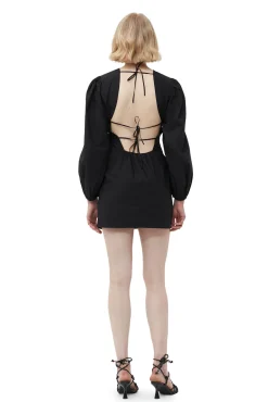 Best GANNI Minikleid Aus Cotton Poplin Mit Offenem Rucken Black