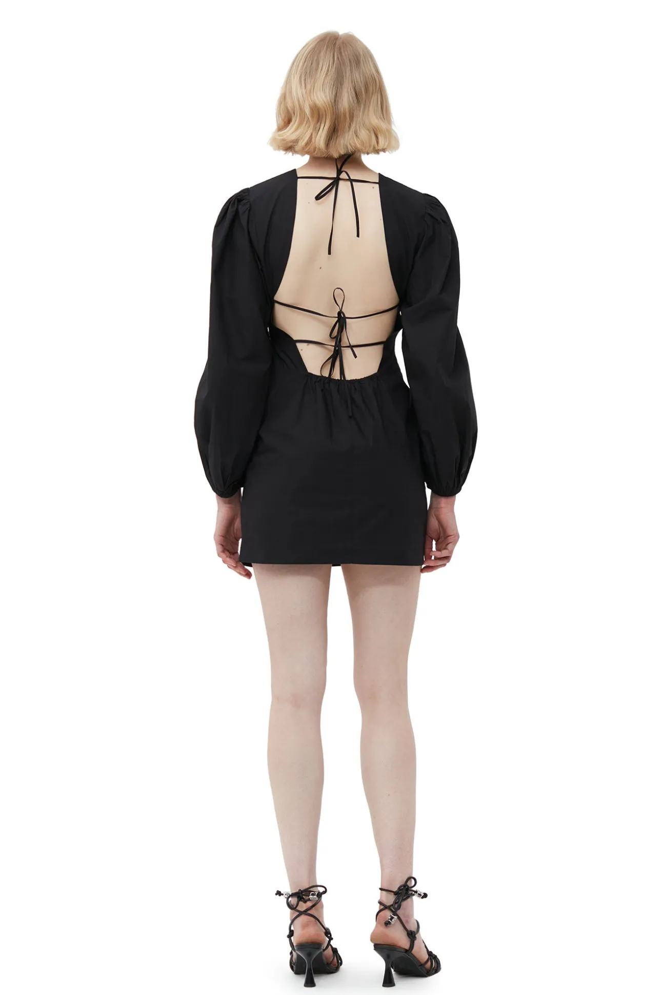 Best GANNI Minikleid Aus Cotton Poplin Mit Offenem Rucken Black