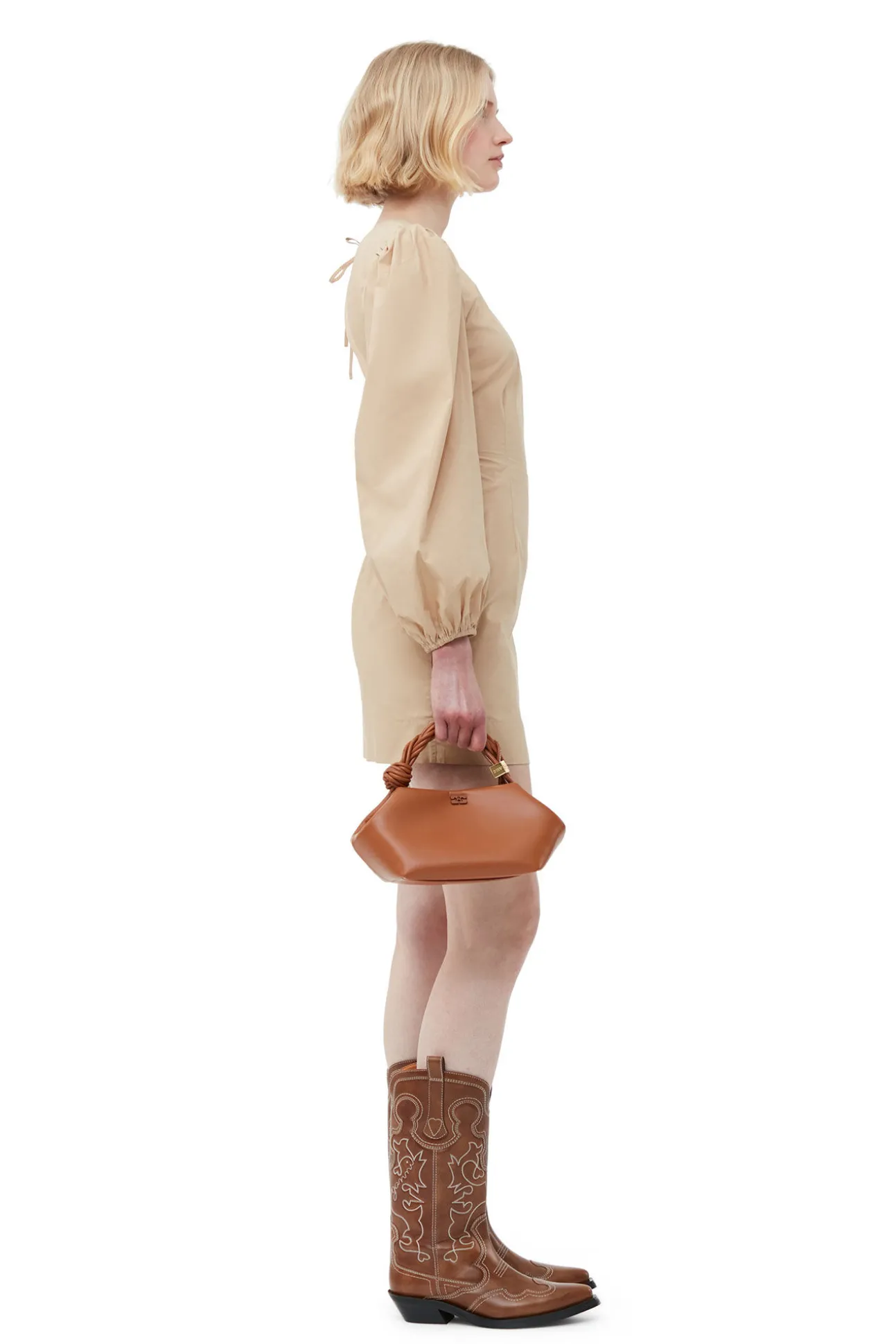Sale GANNI Minikleid Aus Cotton Poplin Mit Offenem Rucken Curds And Whey