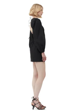 Best GANNI Minikleid Aus Cotton Poplin Mit Offenem Rucken Black