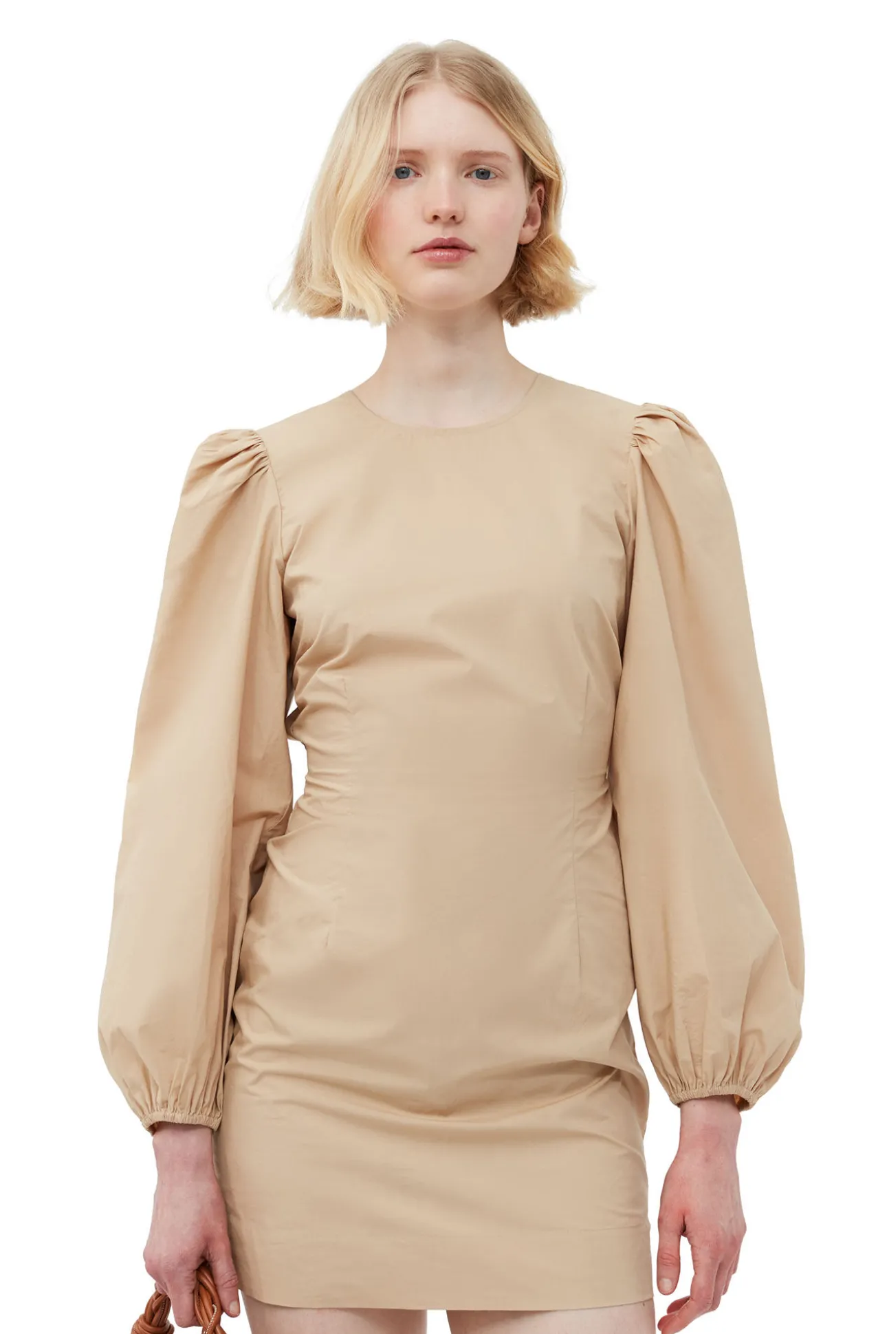 Sale GANNI Minikleid Aus Cotton Poplin Mit Offenem Rucken Curds And Whey