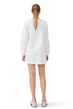 New GANNI Minikleid Aus Cotton Poplin Mit Quadratischem Ausschnitt Bright White