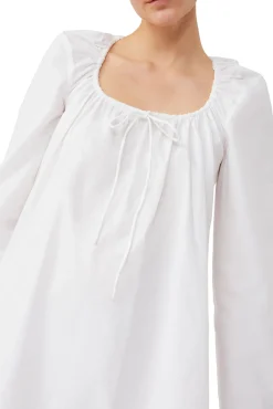 New GANNI Minikleid Aus Cotton Poplin Mit Quadratischem Ausschnitt Bright White