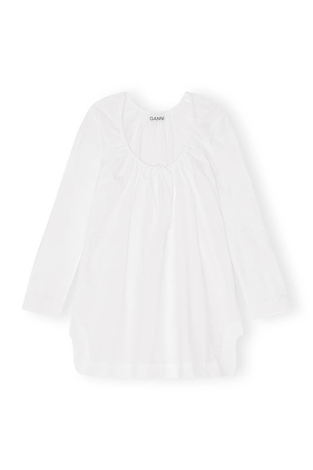 New GANNI Minikleid Aus Cotton Poplin Mit Quadratischem Ausschnitt Bright White