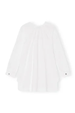 New GANNI Minikleid Aus Cotton Poplin Mit Quadratischem Ausschnitt Bright White