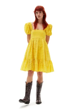 Flash Sale GANNI Minikleid Aus Lochstickerei Maize