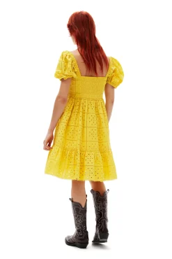 Flash Sale GANNI Minikleid Aus Lochstickerei Maize