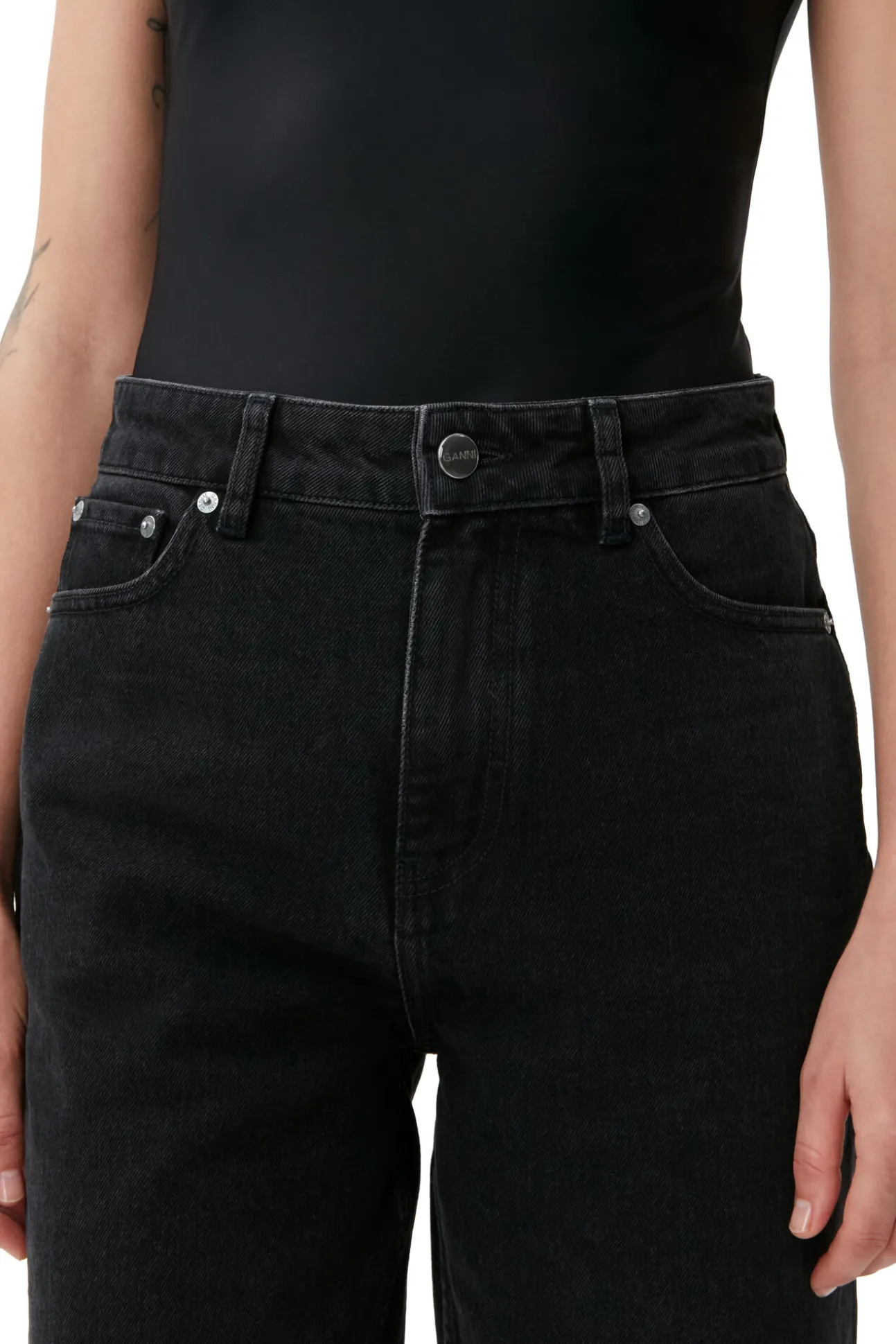 New GANNI Misy Jeans Washed Black/Black