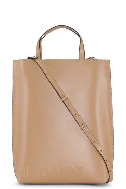 Cheap GANNI Mittelgrose Banner-Tragetasche Mit Riemen Tan