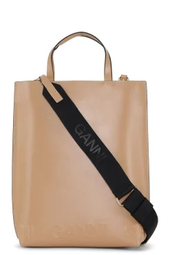 Cheap GANNI Mittelgrose Banner-Tragetasche Mit Riemen Tan