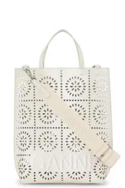 Clearance GANNI Mittelgrose Perforierte Bannertasche Egret