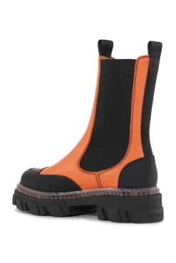 Cheap GANNI Mittelhohe Chelsea-Stiefel Mit Stollen Orangeade