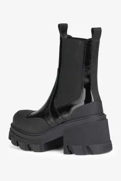 Outlet GANNI Mittelhohe Chelsea-Stiefel Mit Stollen Black