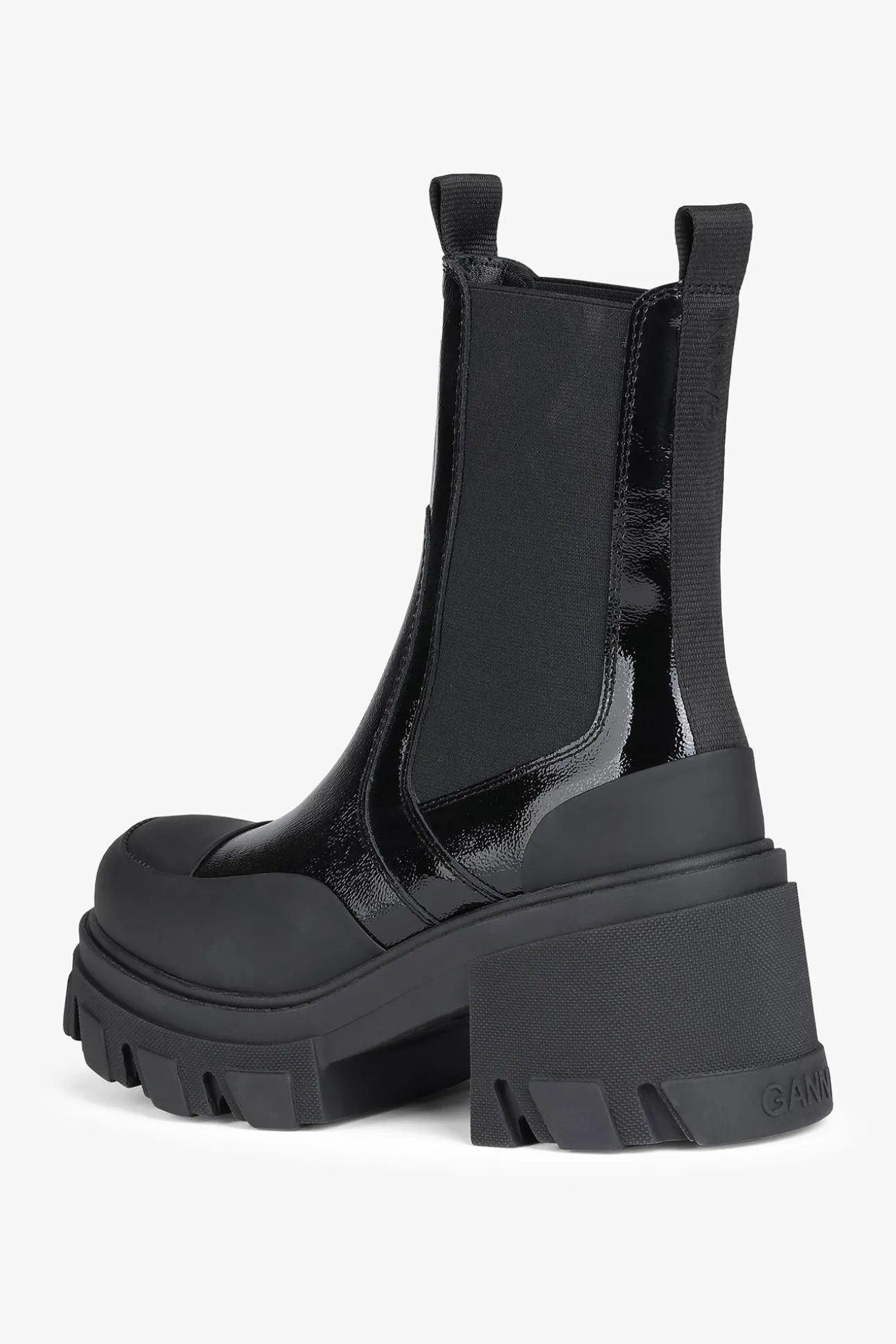 Outlet GANNI Mittelhohe Chelsea-Stiefel Mit Stollen Black
