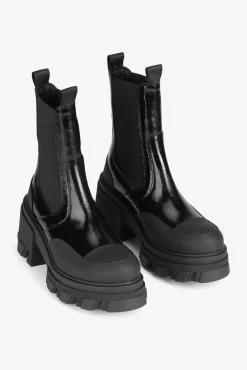 Outlet GANNI Mittelhohe Chelsea-Stiefel Mit Stollen Black