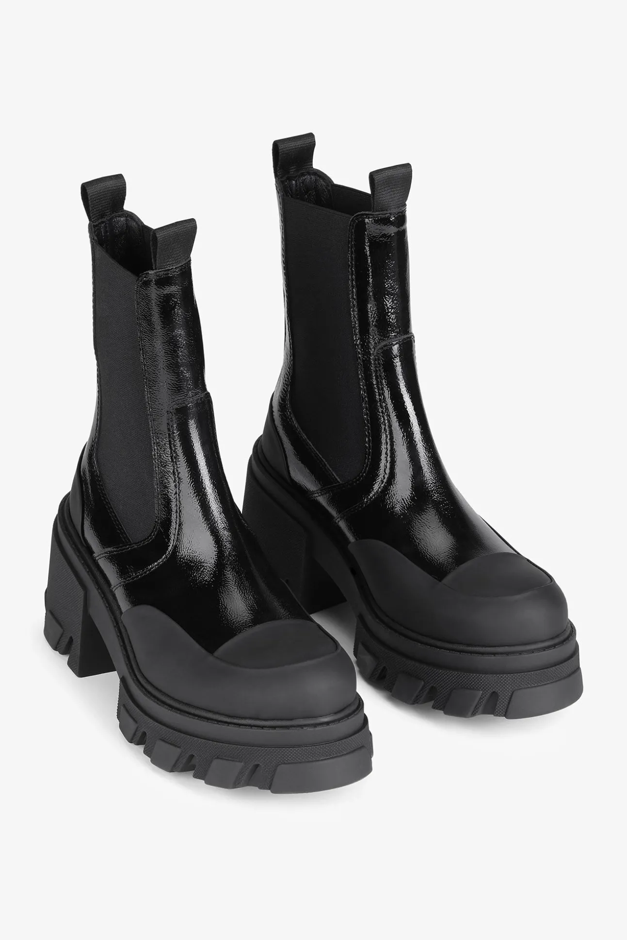Outlet GANNI Mittelhohe Chelsea-Stiefel Mit Stollen Black