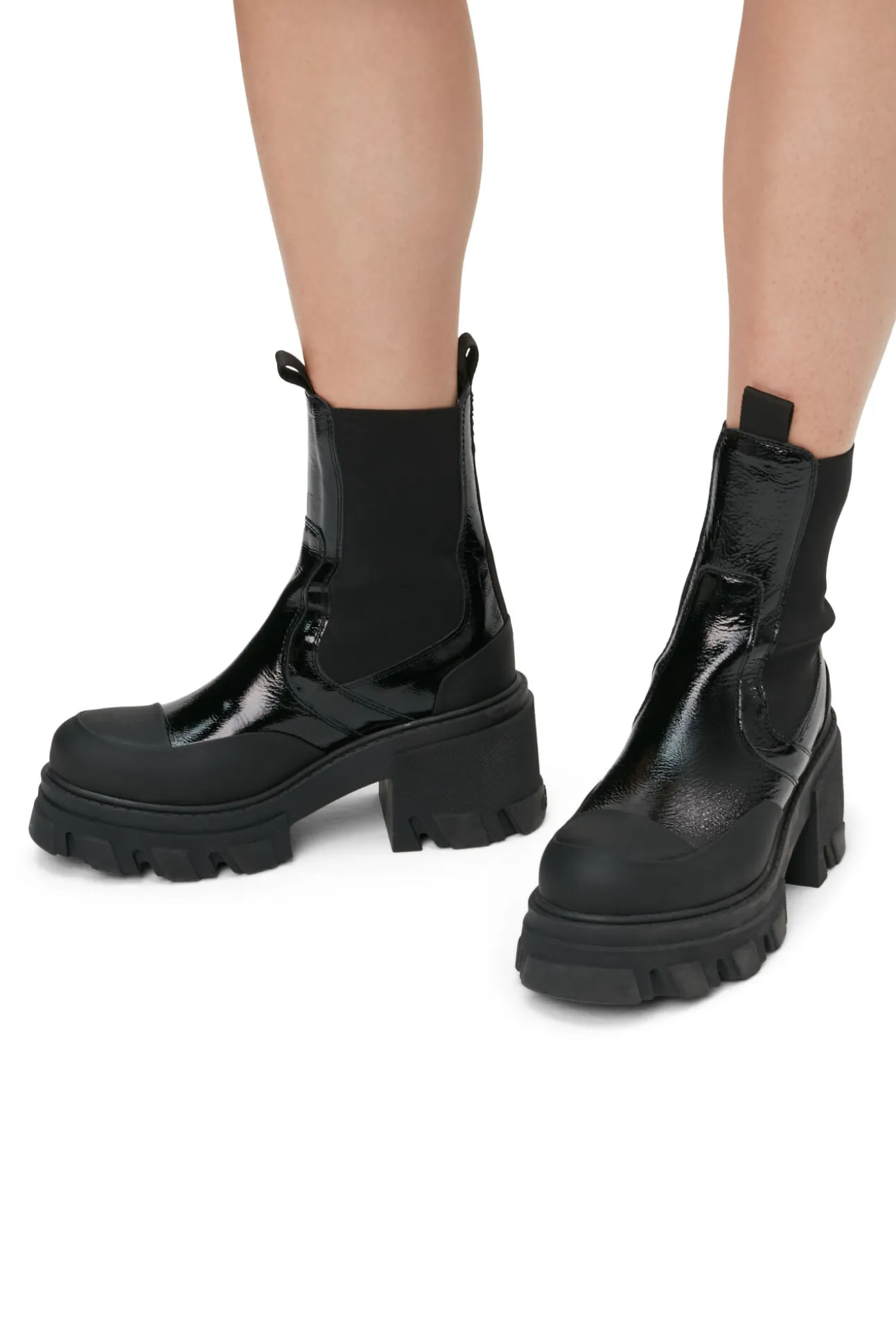 Outlet GANNI Mittelhohe Chelsea-Stiefel Mit Stollen Black