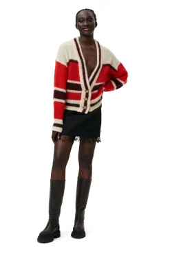 Shop GANNI Mohair-Cardigan Fiery Red
