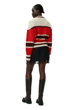 Shop GANNI Mohair-Cardigan Fiery Red
