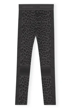 Hot GANNI Nahtlose Jacquard-Leggings Black