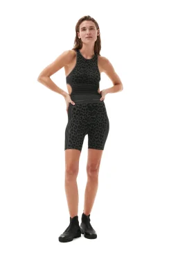 Online GANNI Nahtlose Jacquard-Shorts Black
