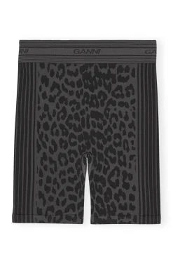 Online GANNI Nahtlose Jacquard-Shorts Black