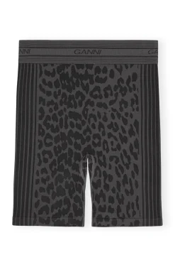 Online GANNI Nahtlose Jacquard-Shorts Black